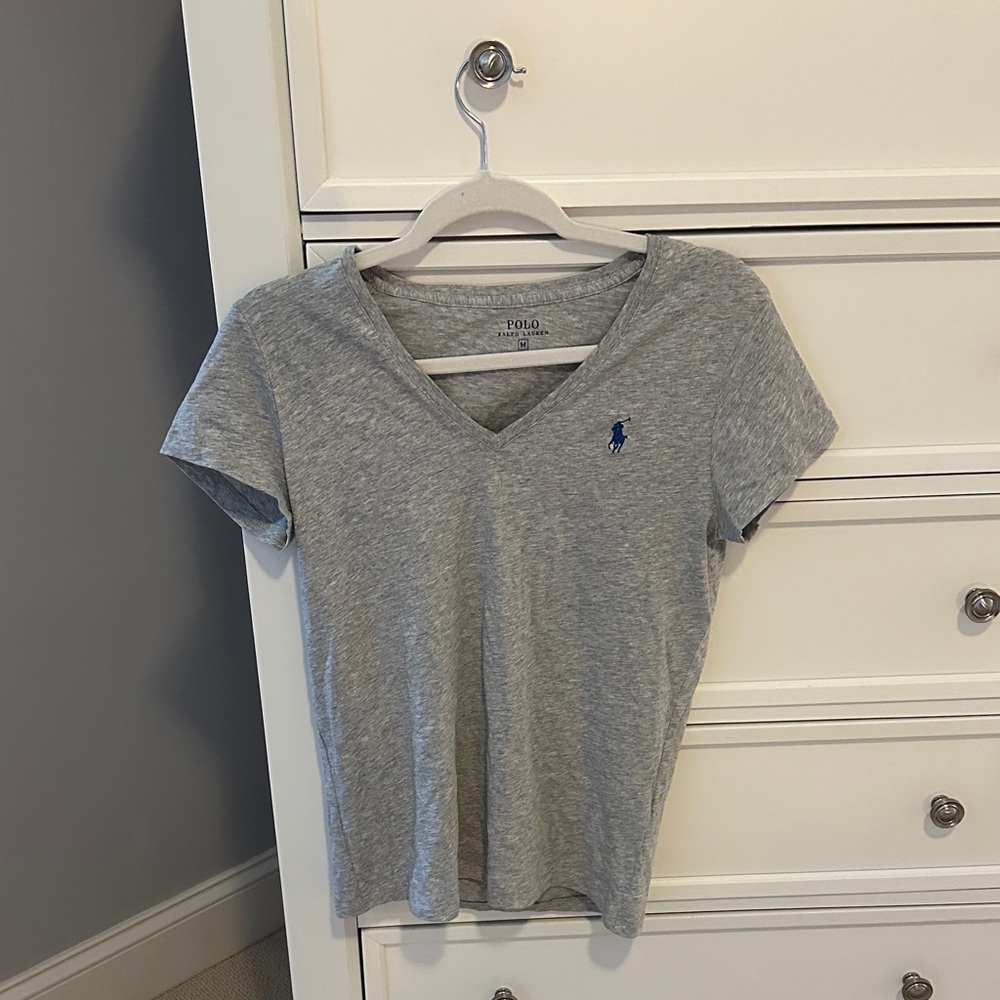 Polo by Ralph Lauren Heather Gray V-Neck Tee